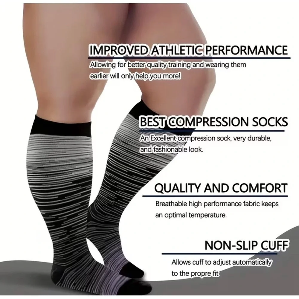 Unisex 20-30 mmHg Compression Socks 4XL Colorful Retro Gradient Medical‎ 2 Pack